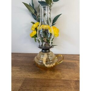 Antique Amber Glass Finger Oil Lamp Kerosene Lamp Victorian Decor Farmhouse